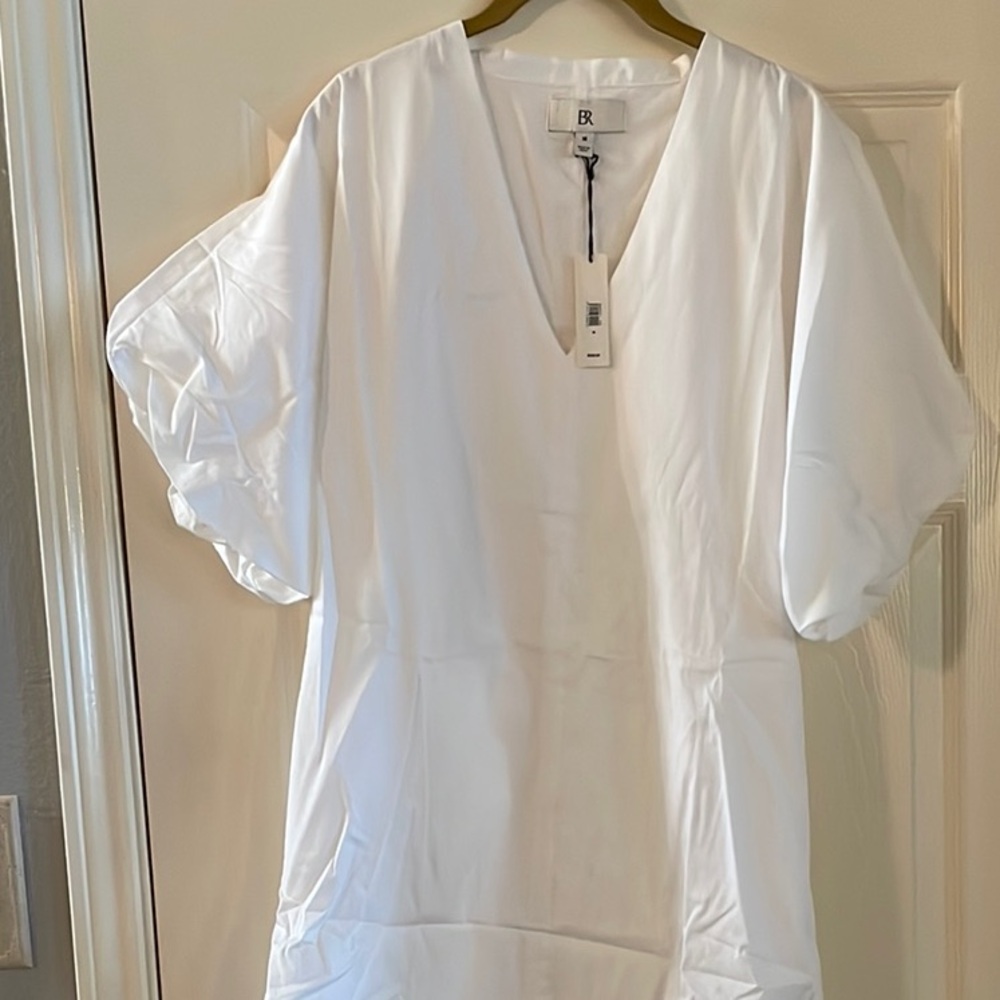 Banana Republic White Bubble Sleeve Dress